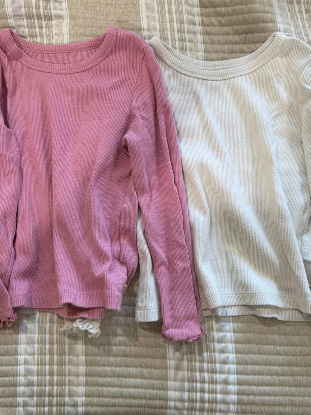 GAP Girls' Ribbed Long-Sleeve Tops - Pink & Cream